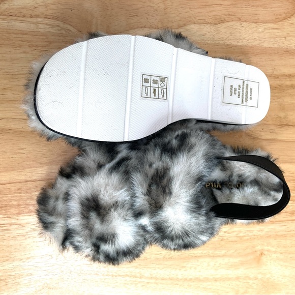 New Dolce Vita Black/White Spotted Faux Fur Poochy Slingback Slippers Women's 6 - Picture 12 of 13